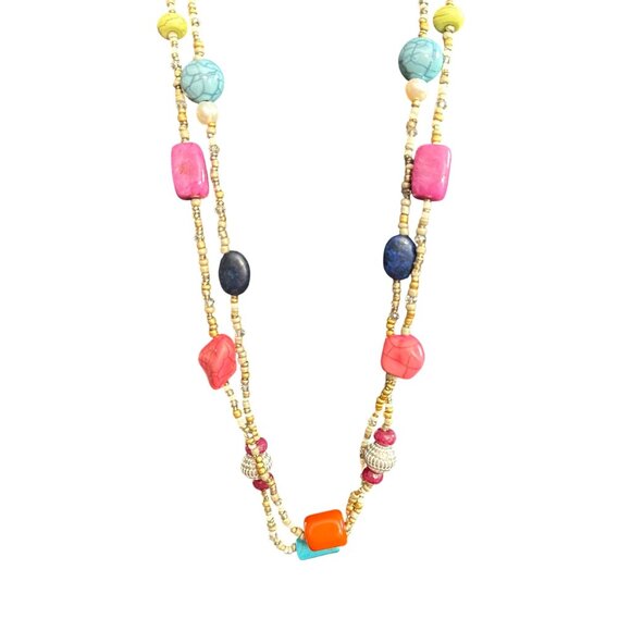 Chico's Necklace Jewlery Statement 41" Adjustable Multicolor Beaded Multilayered - Picture 5 of 6